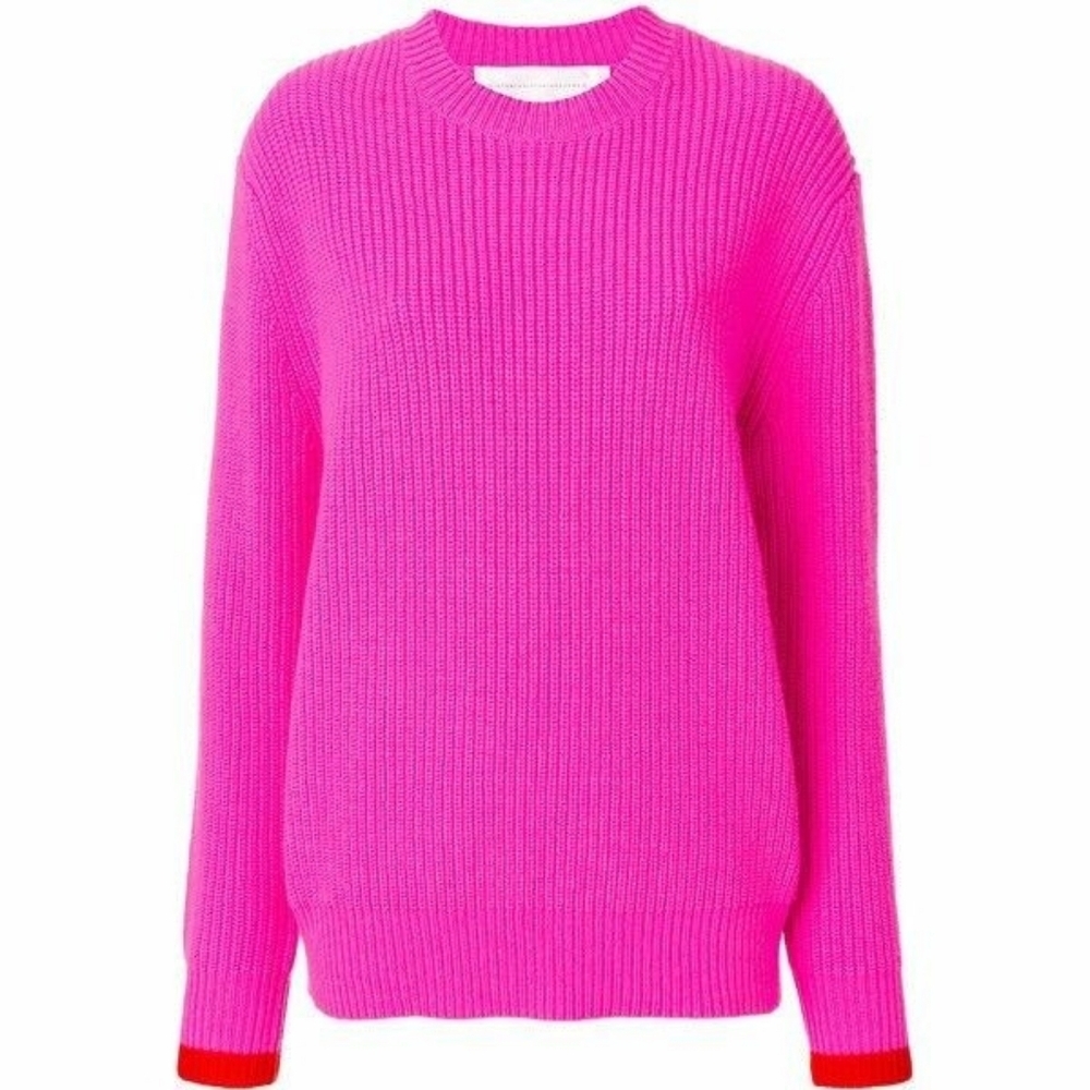 Victoria Beckham wool knit barbie pink Crew Neck Sweater